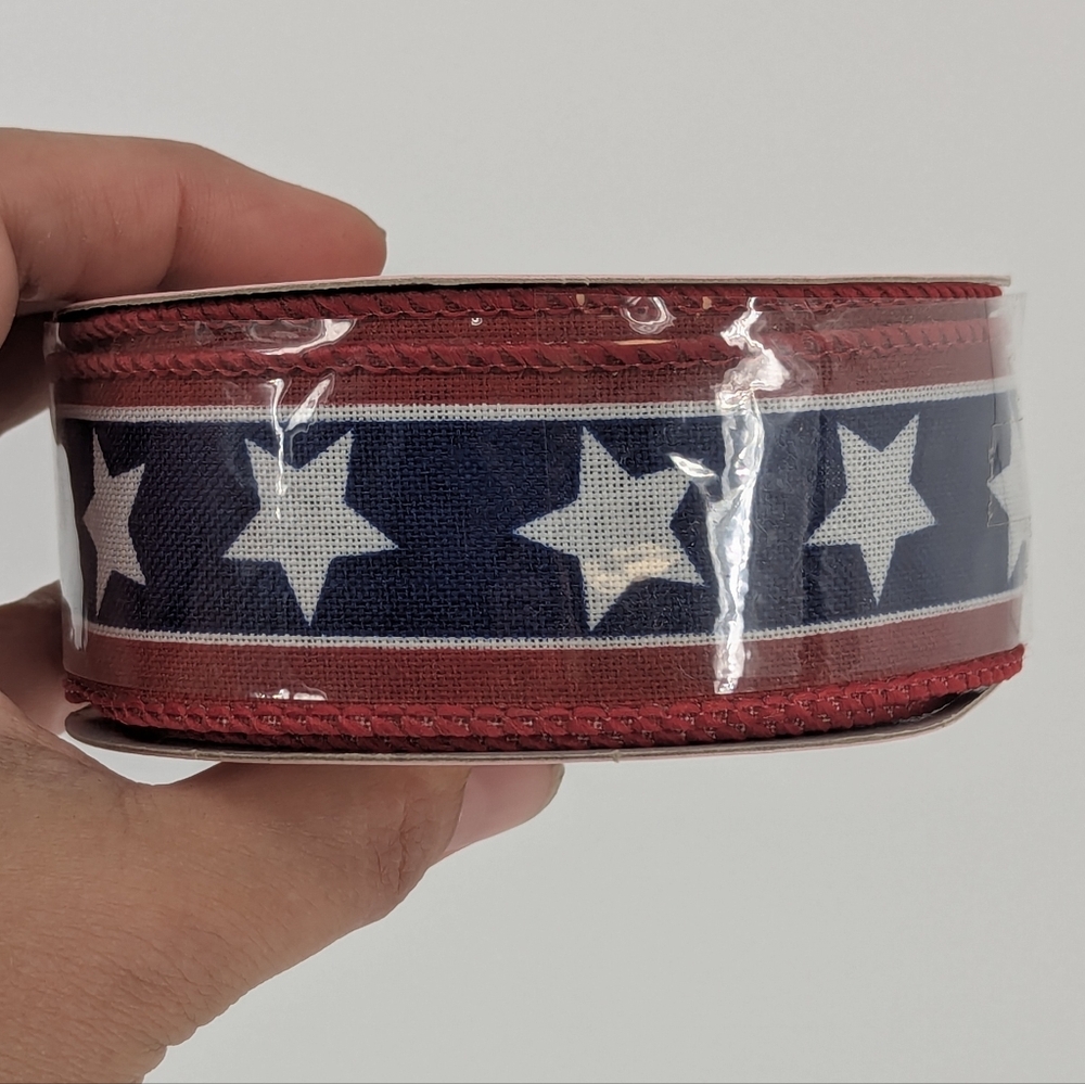 Red Blue and White Stars Wired Party Decorations Ribbon 1.5" 4th July 🇺🇸